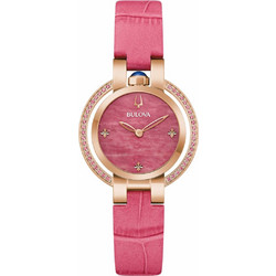 Bulova Rubaiyat Γυναικείο Ρολόι με Ροζ Δερμάτινο Λουράκι 97R103