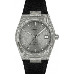 Tissot PRX Damascus Ανδρικό Ρολόι Αυτόματο με Μαύρο Δερμάτινο Λουράκι T137.807.96.081.00