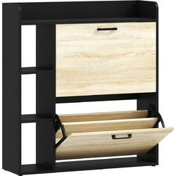 HOMCOM Παπουτσοθήκη Ξύλινη Μαύρη M83xΠ24xΥ90.5cm 837-675V00BK