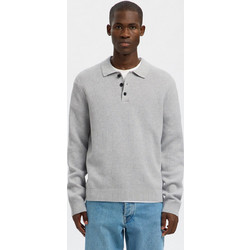 Selected Ανδρική Μπλούζα Polo Μακρυμάνικη Γκρι 16098330