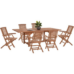 HomeMarkt Crander Σετ Τραπεζαρία Κήπου Ξύλινο 7τμχ Καφέ HM21288