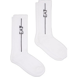 EA7 Ανδρικές Κάλτσες Ψηλές με Σχέδια Λευκές 2Pack 246002CC999