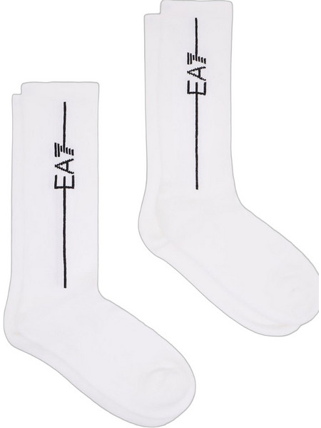 EA7 Ανδρικές Κάλτσες Ψηλές με Σχέδια Λευκές 2Pack 246002CC999