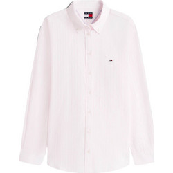Tommy Jeans Μακρυμάνικο Γυναικείο Πουκάμισο Βαμβακερό Mονόχρωμο Ροζ DW0DW22211-0D1