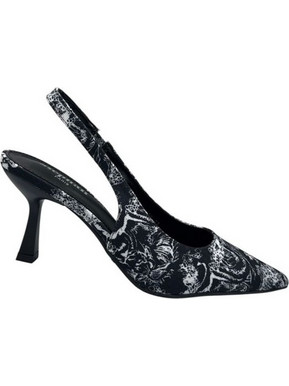 Elenross Γόβες Slingback Δερμάτινες με Λεπτό Ψηλό Τακούνι Μαύρες GS10155W-BLA