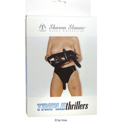 Shaun Sloane Triple Thrillers Medium Εσώρουχο Strap On με Τριπλό Dildo Μαύρο