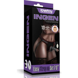 Lovetoy Ingen 7" Easy Harness Strap On με Dildo 18cm & Δόνηση Μαύρο