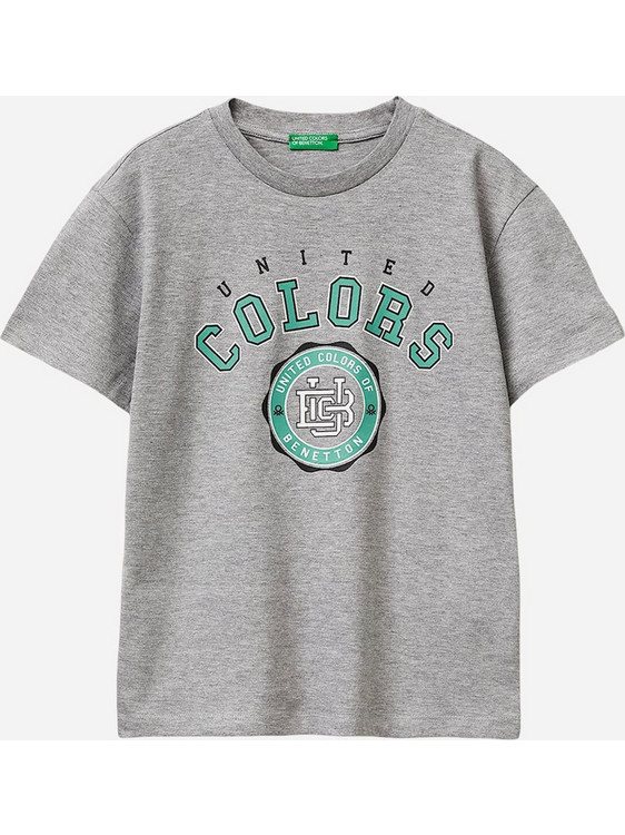 Benetton Παιδικό T-Shirt Κοντομάνικο Γκρι 3I1XC10S4-501