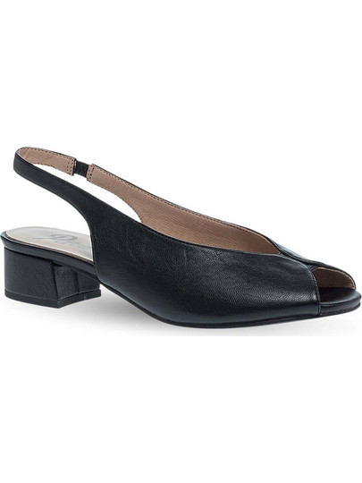 Parex Ανατομικές Γόβες Slingback Δερμάτινες με Χοντρό Χαμηλό Τακούνι Μαύρες 10633026