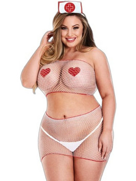 Baci Night Shift Nurse Sexy Στολή Νοσοκόμα Λευκή Κόκκινη BAC1405Q