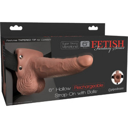 Pipedream Fetish Fantasy 6" Hollow Harness Strap On με Dildo 15cm & Δόνηση Καφέ