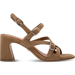 Tamaris Γυναικεία Πέδιλα Suede Μπεζ με Χοντρό Ψηλό Τακούνι 1-28340-46-401