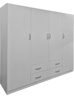 Pakoworld Τετράφυλλη Ντουλάπα Ρούχων Alvia Λευκή 200x51x180cm 383-000169