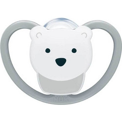 Nuk Perfect Match Air Ορθοδοντική Πιπίλα Σιλικόνης Νυκτός 6-18m Πολική Αρκούδα Γκρι