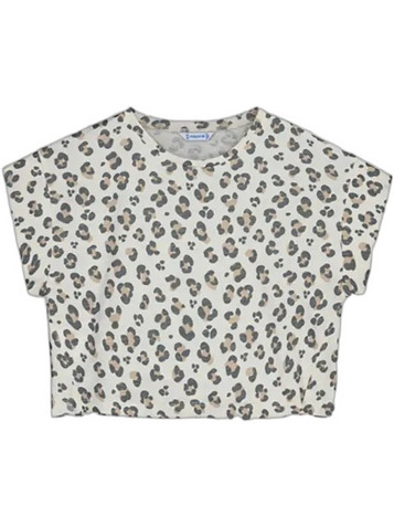 Mayoral Παιδικό Crop Top Κοντομάνικο Μπεζ Μαύρο 26-06012-020