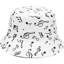 Ghetto Music Notes Καπέλο Bucket Υφασμάτινο Λευκό