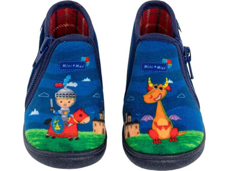 Mini Max Χειμερινές Παιδικές Παντόφλες Μποτάκια για Αγόρι Royal Blue Lime CAMELOT