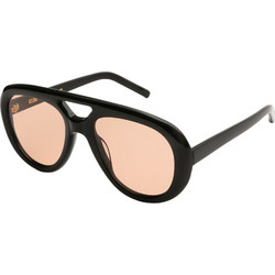 Kaleos PORTER-6 Ανδρικά Γυαλιά Ηλίου Aviator Κοκάλινα Μαύρα με Καφέ Φακό