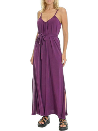 Funky Buddha Maxi Καλοκαιρινό Καθημερινό Φόρεμα Μωβ FBL013-111-13