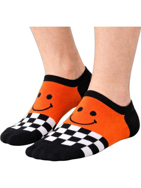 Modernity Smiley & Checker Ανδρικές Κάλτσες Σοσόνια με Σχέδια Πορτοκαλί MDM09