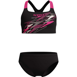 Speedo Αθλητικό Παιδικό Μαγιό Bikini Set για Κορίτσι Μαύρο Φούξια Λευκό 8-00441002