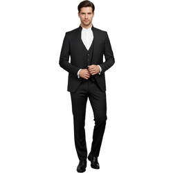 Versace 19V69 Mao Ανδρικό Κοστούμι Χειμερινό με Στενή Εφαρμογή & Γιλέκο Μαύρο 06.35