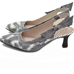 Hispanitas Γόβες Slingback Δερμάτινες με Λεπτό Χαμηλό Τακούνι Μαύρες Λευκές HV09838