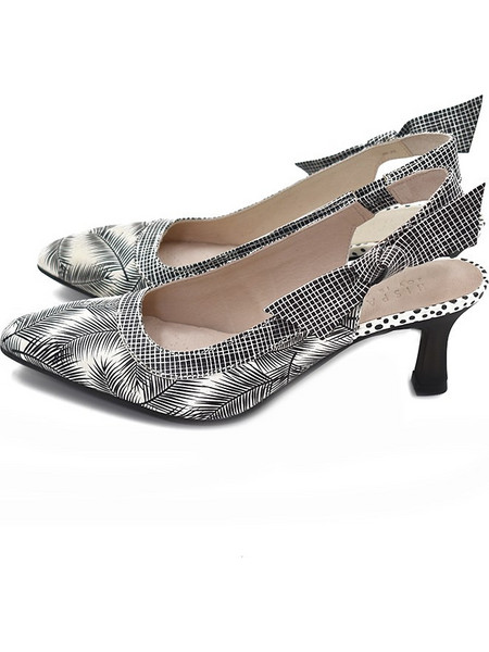 Hispanitas Γόβες Slingback Δερμάτινες με Λεπτό Χαμηλό Τακούνι Μαύρες Λευκές HV09838
