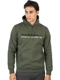 Double Ανδρικό Φούτερ Fleece με Κουκούλα & Τσέπες Πράσινο 252MTOP-1078