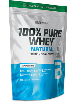 Biotech USA 100% Pure Whey Natural Πρωτεΐνη Ορού Γάλακτος Χωρίς Γλουτένη 400gr