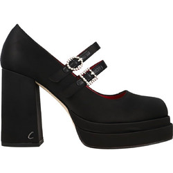 Sam Edelman Γόβες Suede με Χοντρό Ψηλό Τακούνι Μπαρέτα & Φιάπα Μαύρες I3842F1001