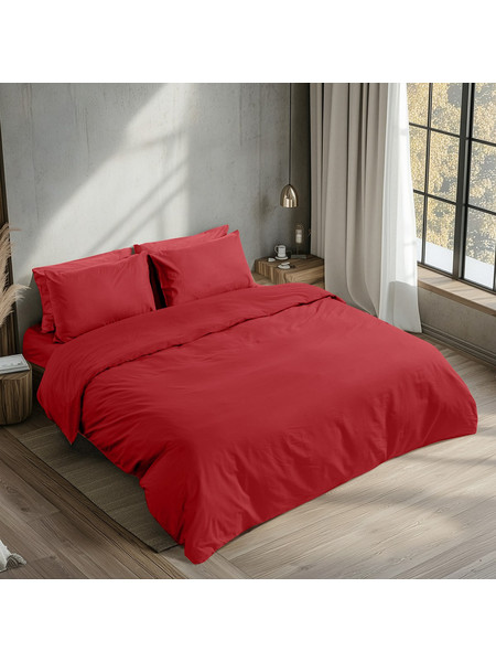 Beauty Home Σεντόνι Μονό Βαμβακερό με Λάστιχο 105x200+35 Prime Art 1230 Κόκκινο