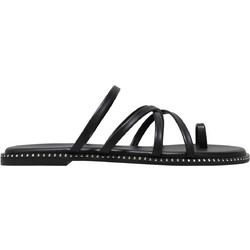 Nine West DIGEN3 Δερμάτινα Γυναικεία Σανδάλια Μαύρα 01-001