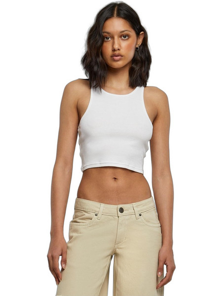Urban Classics Γυναικείο Καλοκαιρινό Crop Top Ριπ Λευκό TB1498-00220