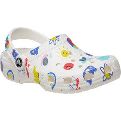 Crocs Classic Clog Παιδικά Παπούτσια Θαλάσσης για Κορίτσι Λευκά Πολύχρωμα 210357