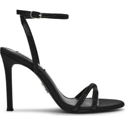 Steve Madden Γυναικεία Πέδιλα Μαύρα με Λεπτό Ψηλό Τακούνι και Στρας SM11005123-486