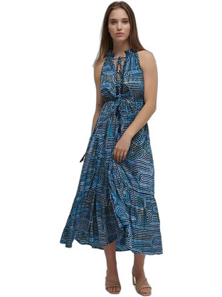 Inart Ble Midi Καλοκαιρινό Βραδινό Φόρεμα Navy Μπλε 5-41-348-1008