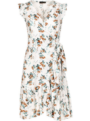 Conquista Mini Καλοκαιρινό Καθημερινό Φόρεμα Floral Κρουαζέ Λευκό C211-235-15