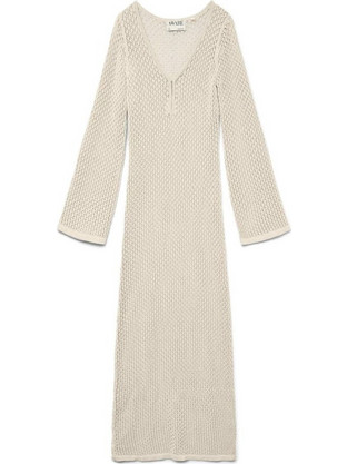 Vero Moda Maxi Καλοκαιρινό Βραδινό Φόρεμα Πλεκτό Εκρού 10332052