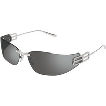Balenciaga BB0484S 003 Γυναικεία Γυαλιά Ηλίου Μάσκα Μεταλλικά Ασημί με Γκρι Φακό