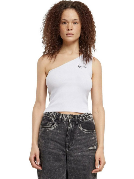 Karl Kani Γυναικείο Καλοκαιρινό Crop Top Ριπ Λευκό KW-TP031-002-01