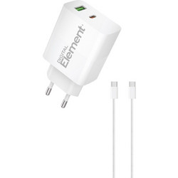 Element CH-350 Φορτιστής με Καλώδιο USB-C με Θύρα USB-A & Θύρα USB-C 45W Power Delivery