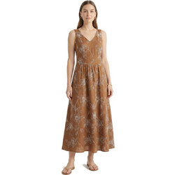 Anna Raxevsky Midi Καλοκαιρινό Βραδινό Φόρεμα Καφέ LINEN-LOOK