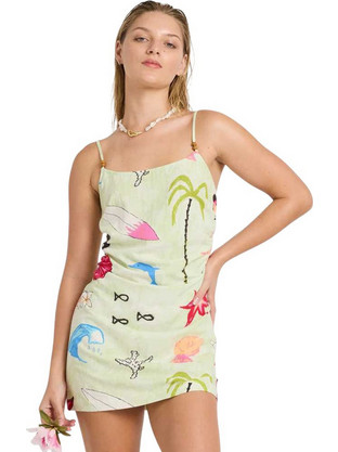 Billabong Lottie Mini Καλοκαιρινό Καθημερινό Φόρεμα Μεταξωτό Πράσινο Mint 24B131625-SLM