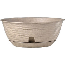 Bama Paglia Γλάστρα Στρογγυλή Πλαστική Μπεζ 21x8.5cm 30691