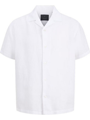 Jack & Jones Ανδρικό Πουκάμισο Βαμβακερό Κοντομάνικο Κανονική Γραμμή Λευκό 12295080