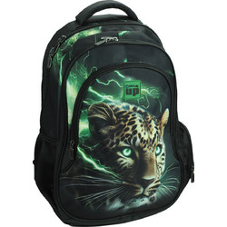 Back Me UP Thunder Cat Σχολική Τσάντα Πλάτης Δημοτικού Μαύρη Πράσινη 357-46031