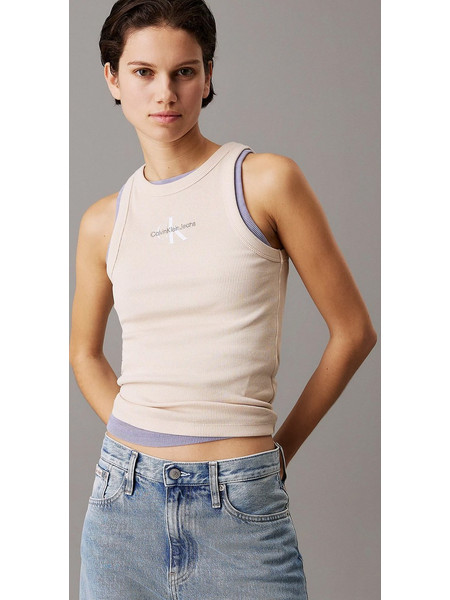 Calvin Klein Γυναικείο Καλοκαιρινό Top Ριπ Μπεζ J20J225301-AEA