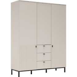 PoliHome Τρίφυλλη Ντουλάπα Ρούχων Forku Μπεζ 155.4x52.5x201cm 163023049