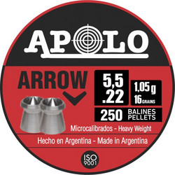 Apolo Arrow Βολίδες Pellets Αεροβόλου 5.5mm Μολυβένιες 1.05g / 16gr 250τμχ